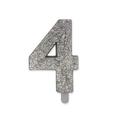 Candelina Glitter media argento numero 4