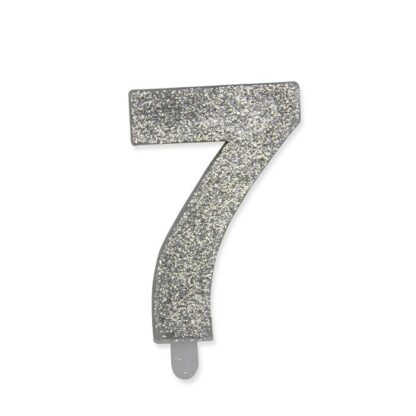 Candelina Glitter media argento numero 7