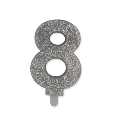 Candelina Glitter media argento numero 8
