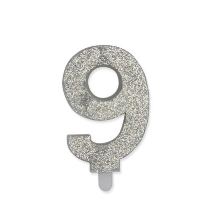 Candelina Glitter media argento numero 9