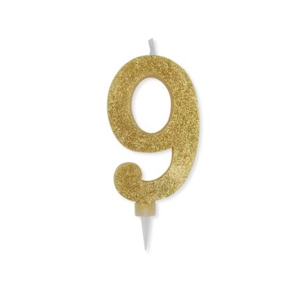 Candelina Glitter Maxi oro numero 9