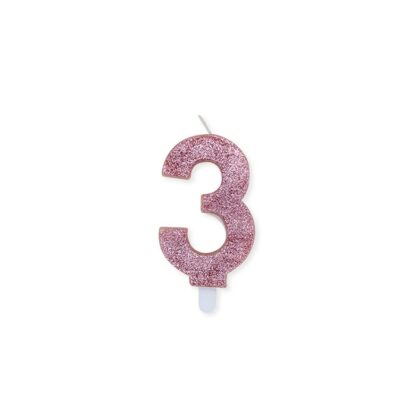 Candelina Glitter media rosa gold numero 3