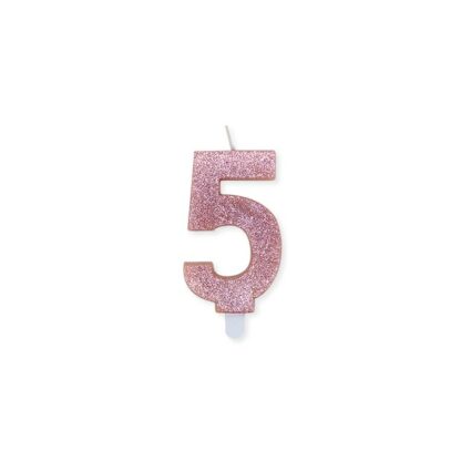 Candelina Glitter media rosa gold numero 5