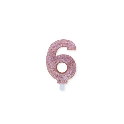 Candelina Glitter media rosa gold numero 6
