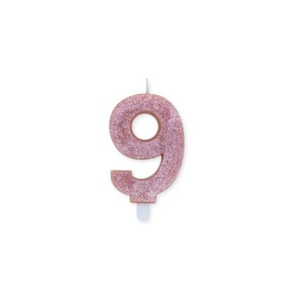 Candelina Glitter media rosa gold numero 9