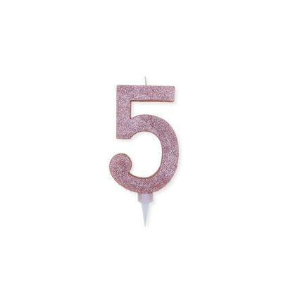 Candelina Glitter Maxi Rosa Gold numero 5