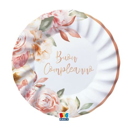 Piatti 25 cm  Buon compleanno Rosa gold