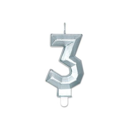 Candelina Diamant argento Metal numero 3