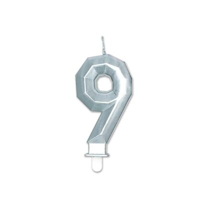 Candelina Diamant argento Metal numero 9