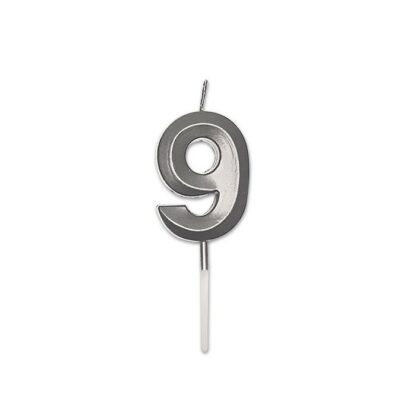 Candelina Prestige Argento metal Numero 9