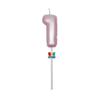 Candelina Balloon Rosa Perla numero 1