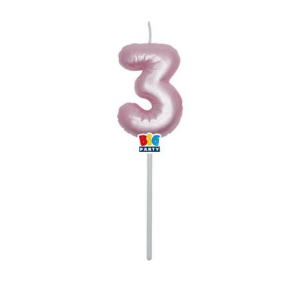 Candelina Balloon Rosa Perla numero 3