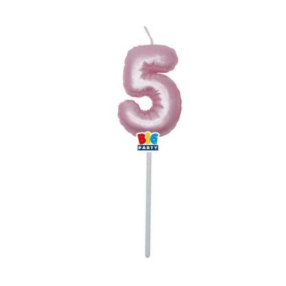 Candelina Balloon Rosa Perla numero 5