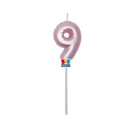 Candelina Balloon Rosa Perla numero 9