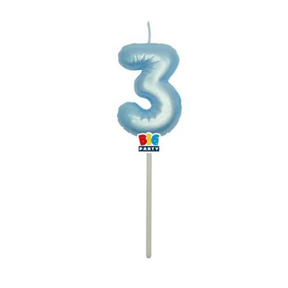 Candelina Balloon celeste Perla numero 3