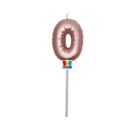 Candelina Balloon Rosa gold Metal numero 0