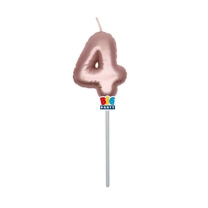 Candelina Balloon Rosa gold Metal numero 4