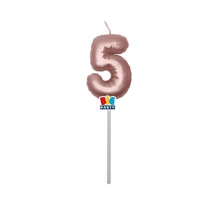 Candelina Balloon Rosa gold Metal numero 5