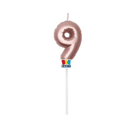 Candelina Balloon Rosa gold Metal numero 9
