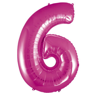 Palloncino Mylar Numero 6 Fucsia