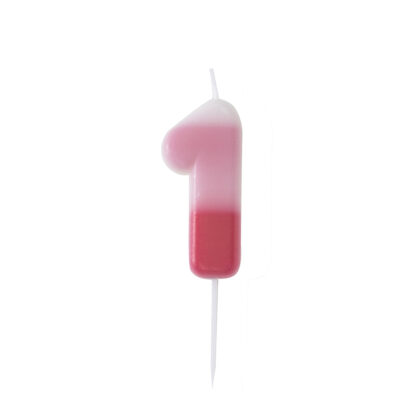 Candelina numero 1 sfumata rosa