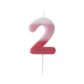 Candelina numero 2 sfumata rosa