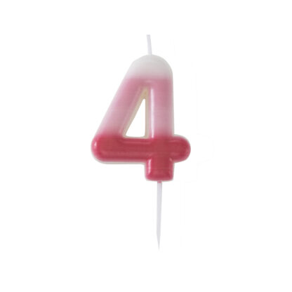 Candelina numero 4 sfumata rosa