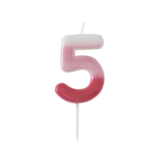 Candelina numero 5 sfumata rosa