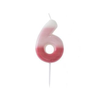 Candelina numero 6 sfumata rosa