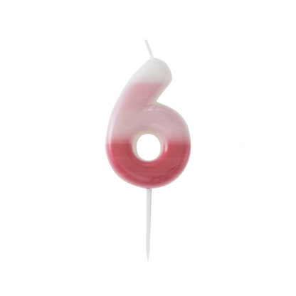 Candelina numero 6 sfumata rosa