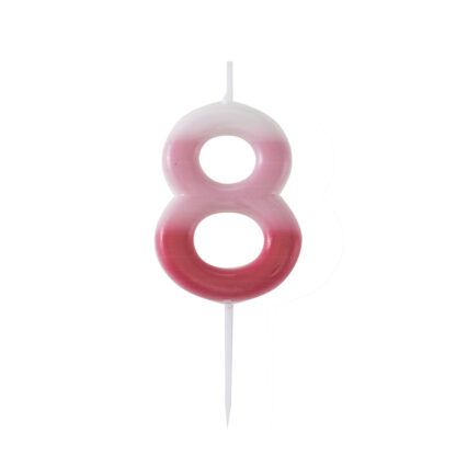 Candelina numero 8 sfumata rosa