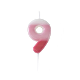 Candelina numero 9 sfumata rosa