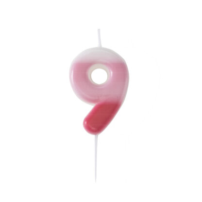 Candelina numero 9 sfumata rosa