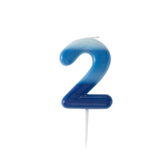 candelina numero 2 sfumata celeste
