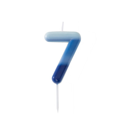 candelina numero 7 sfumata celeste