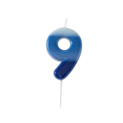 Candelina numero 9 sfumata celeste