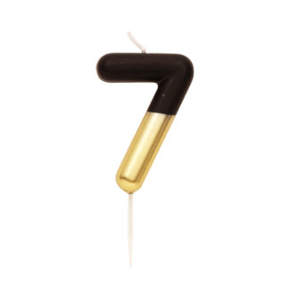 Candelina numero 7 sfumata nero e oro