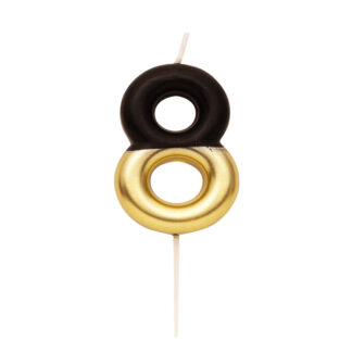 Candelina numero 8 sfumata nero e oro