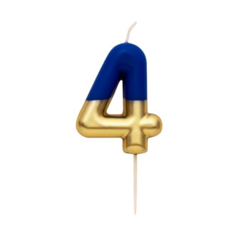 Candelina numero 4 sfumata blu e oro