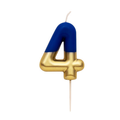 Candelina numero 4 sfumata blu e oro