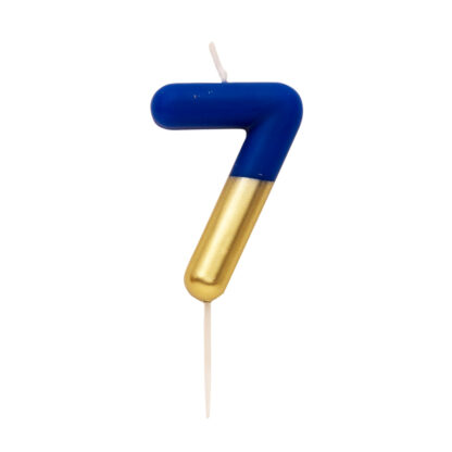 Candelina numero 7 sfumata blu e oro