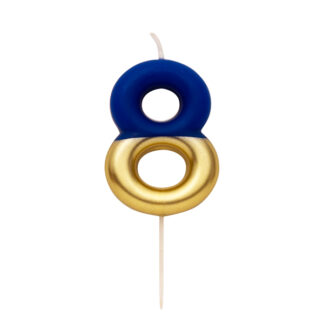 Candelina numero 8 sfumata blu e oro