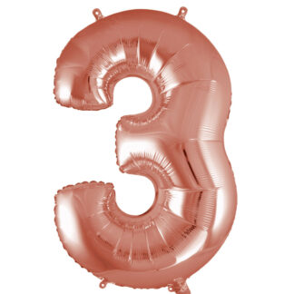 Palloncino Mylar Numero 3 Rosa Gold