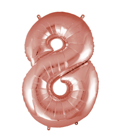 Palloncino Mylar Numero 8 Rosa Gold