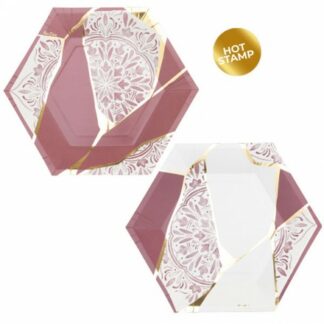 Piatti 23 cm in cartoncino kintsugi Rosa