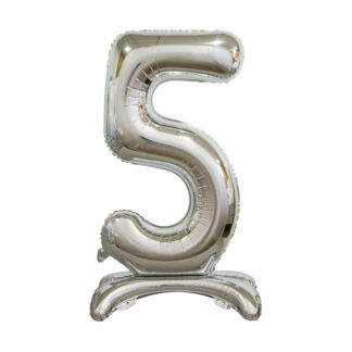 Palloncino Mylar Numero 5 Argento No Elio