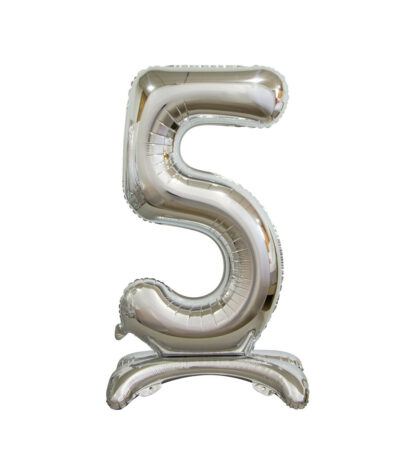 Palloncino Mylar Numero 5 Argento No Elio