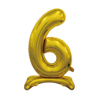 Palloncino Mylar Numero 6 Oro No Elio