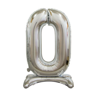 Palloncino Mylar Numero 0 Argento No Elio