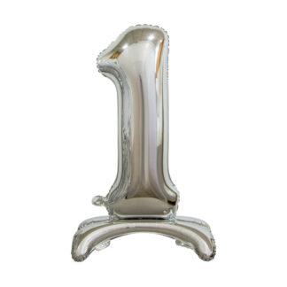 Palloncino Mylar Numero 1 Argento No Elio